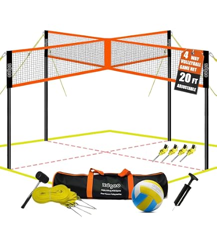 Amazon.com: Zdgao 14 ft/20 ft 4-Way Volleyball and Badminton Combo